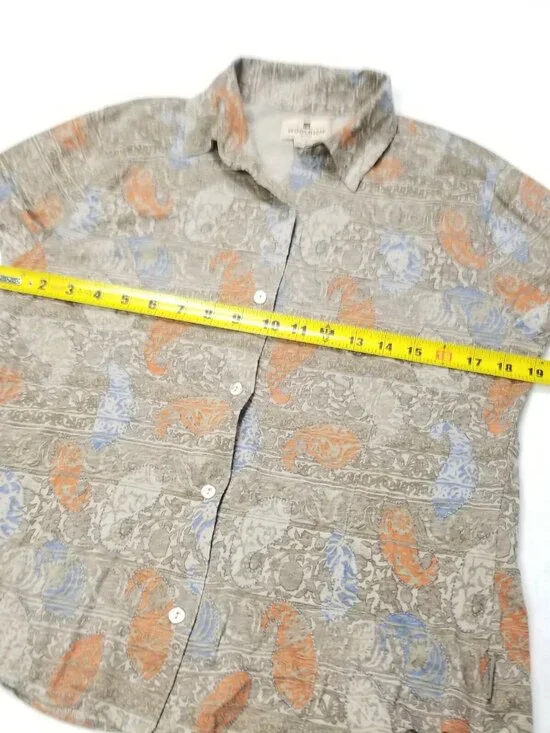 Woolrich Shirt Womens M Medium Long Sleeve Print Paisley Colorful Button Western - Picture 7 of 7